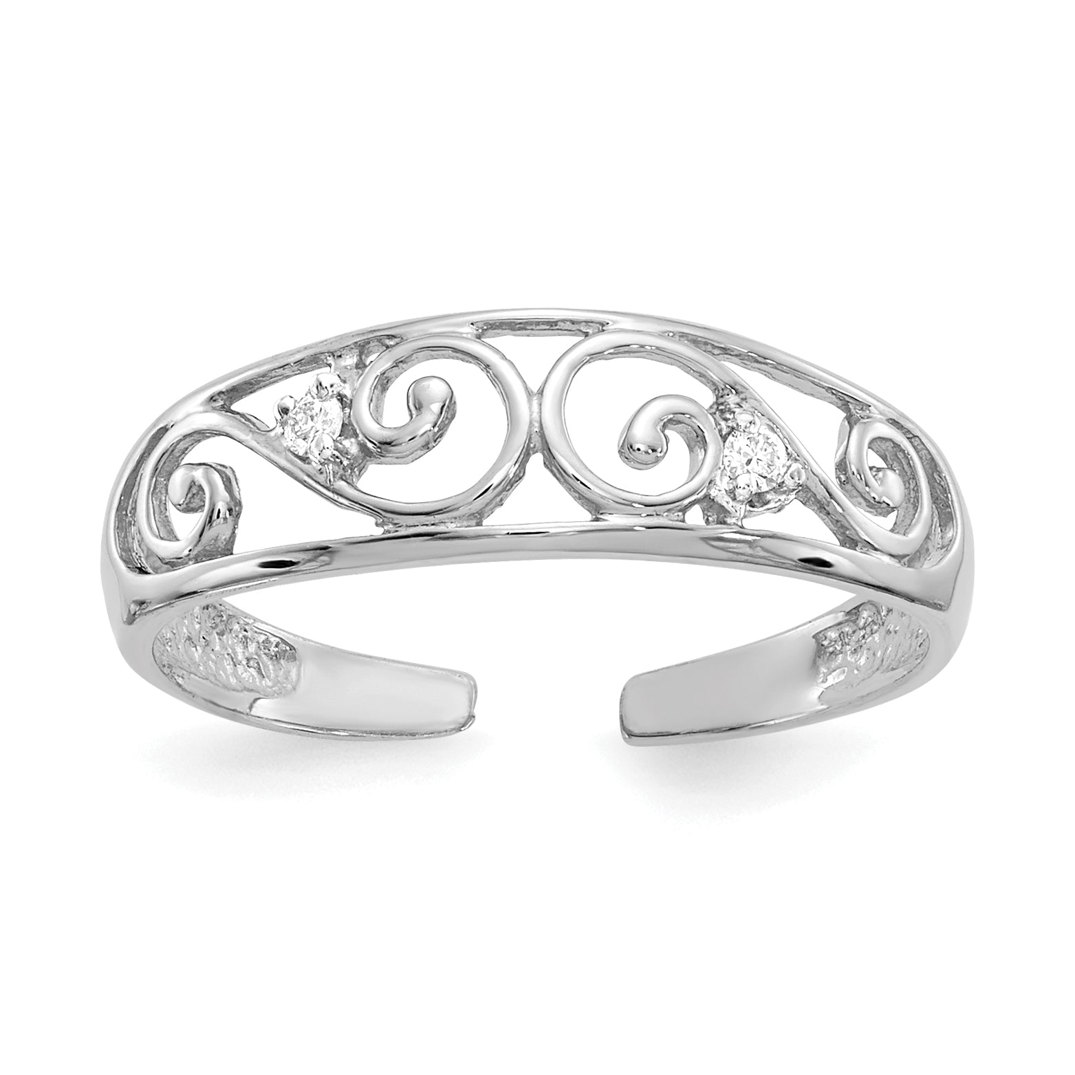 14k White Gold .02ct Diamond Scroll Toe Ring Main image