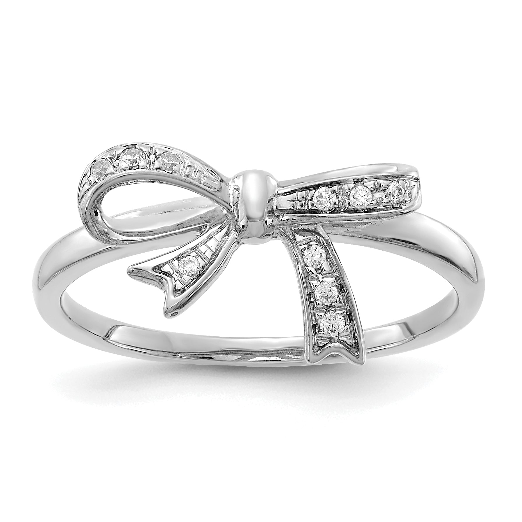 14k White Gold Diamond Bow Ring Main image
