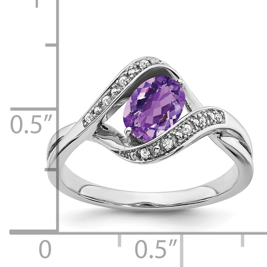14k White Gold Oval Amethyst and Diamond Ring Secondary image