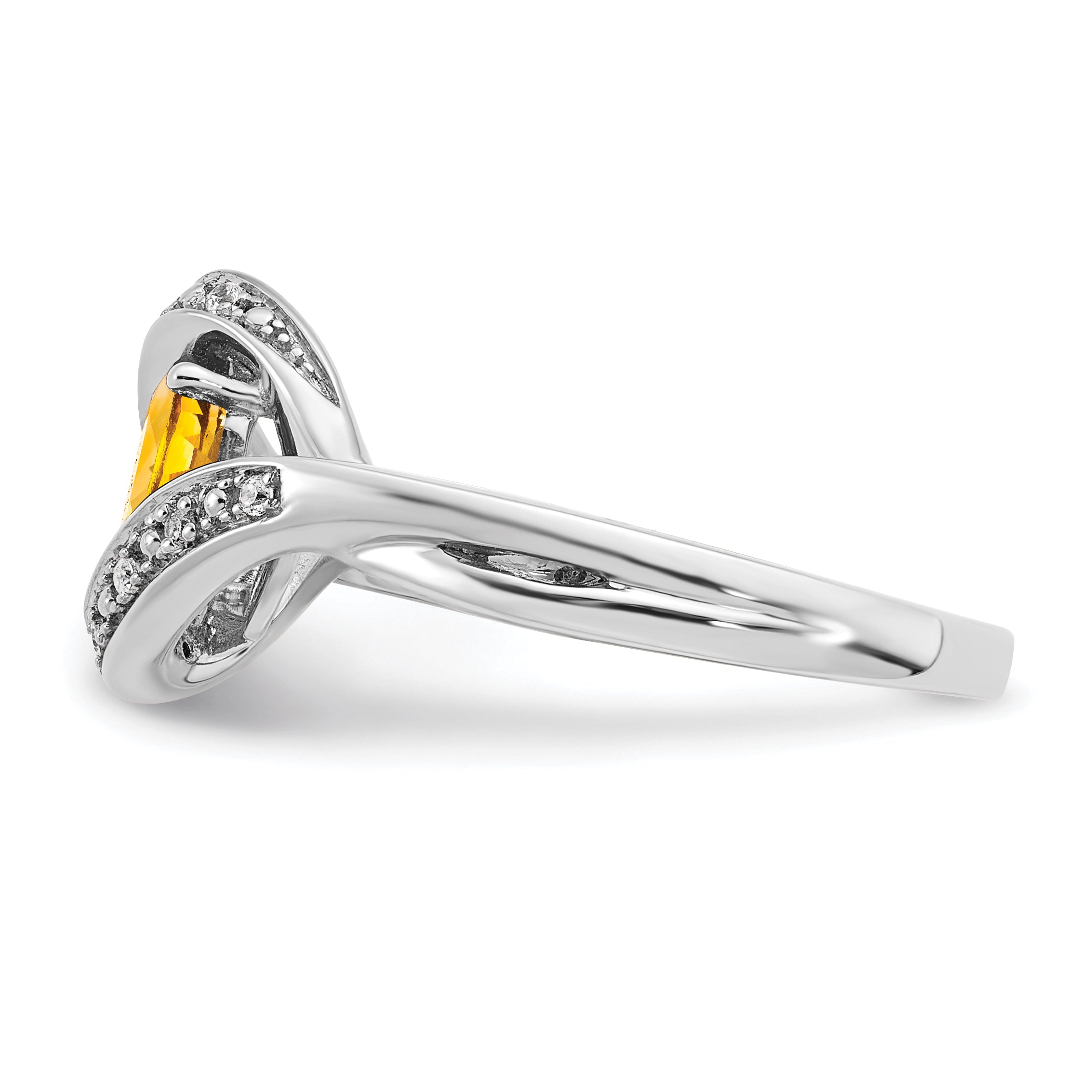 14k White Gold Oval Citrine and Diamond Ring