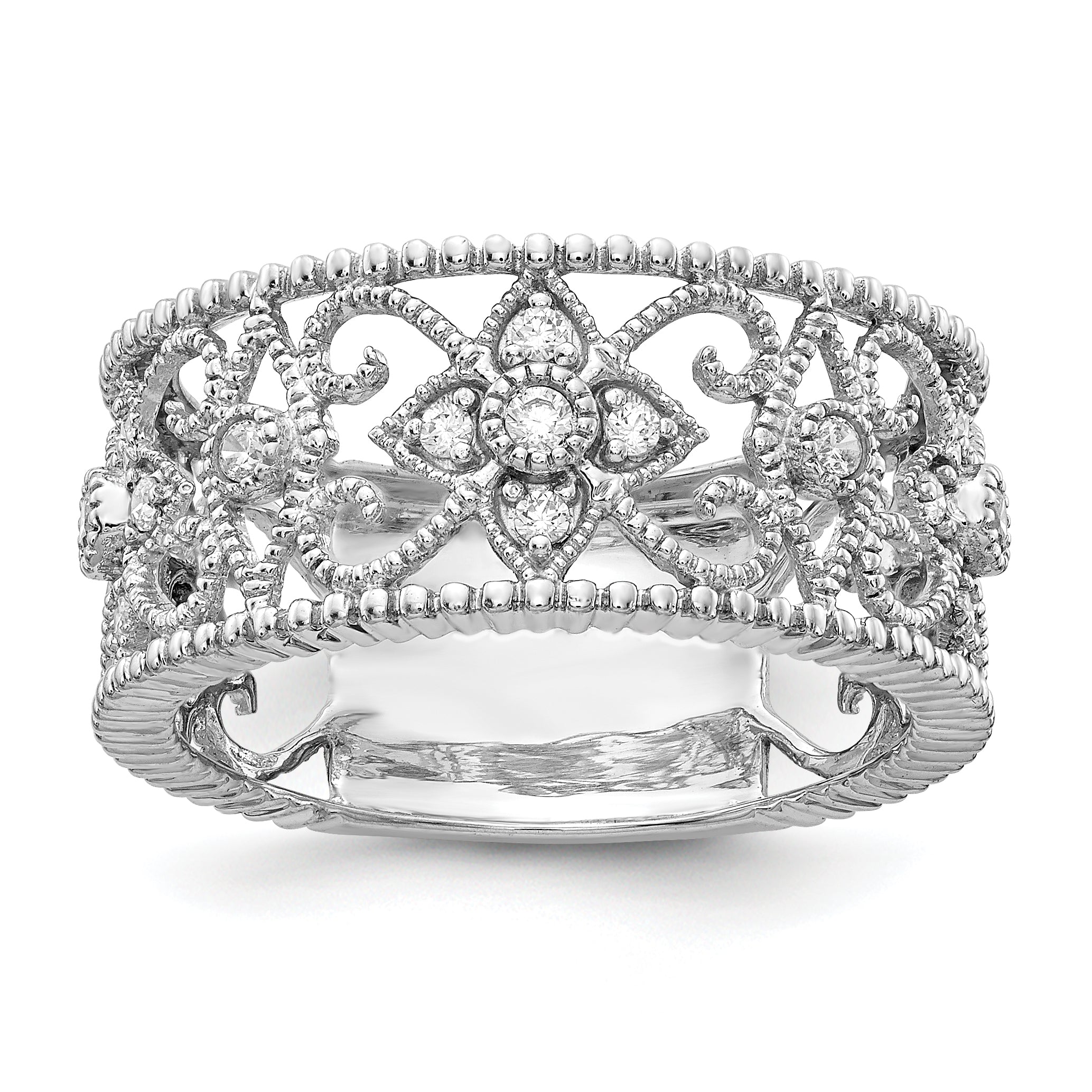 14k White Gold 1/4 carat Lab Grown Diamond VS/SI+ G+ Complete Fashion Band