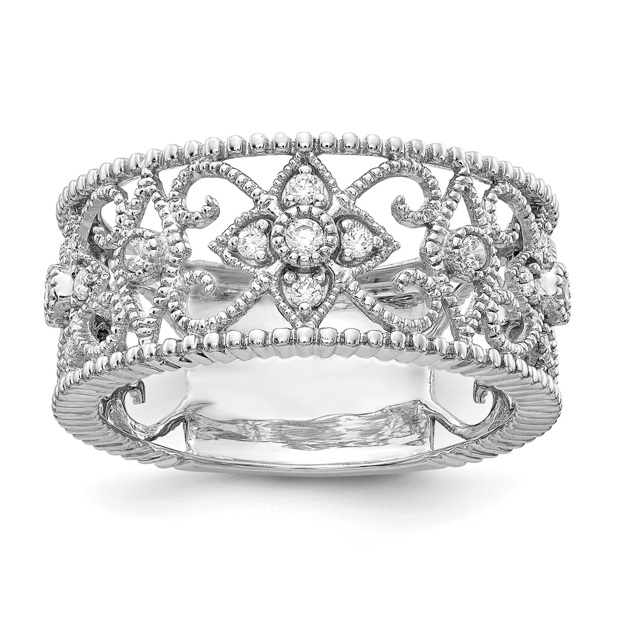 14k White Gold 1/4 carat Lab Grown Diamond VS/SI+ G+ Complete Fashion Band