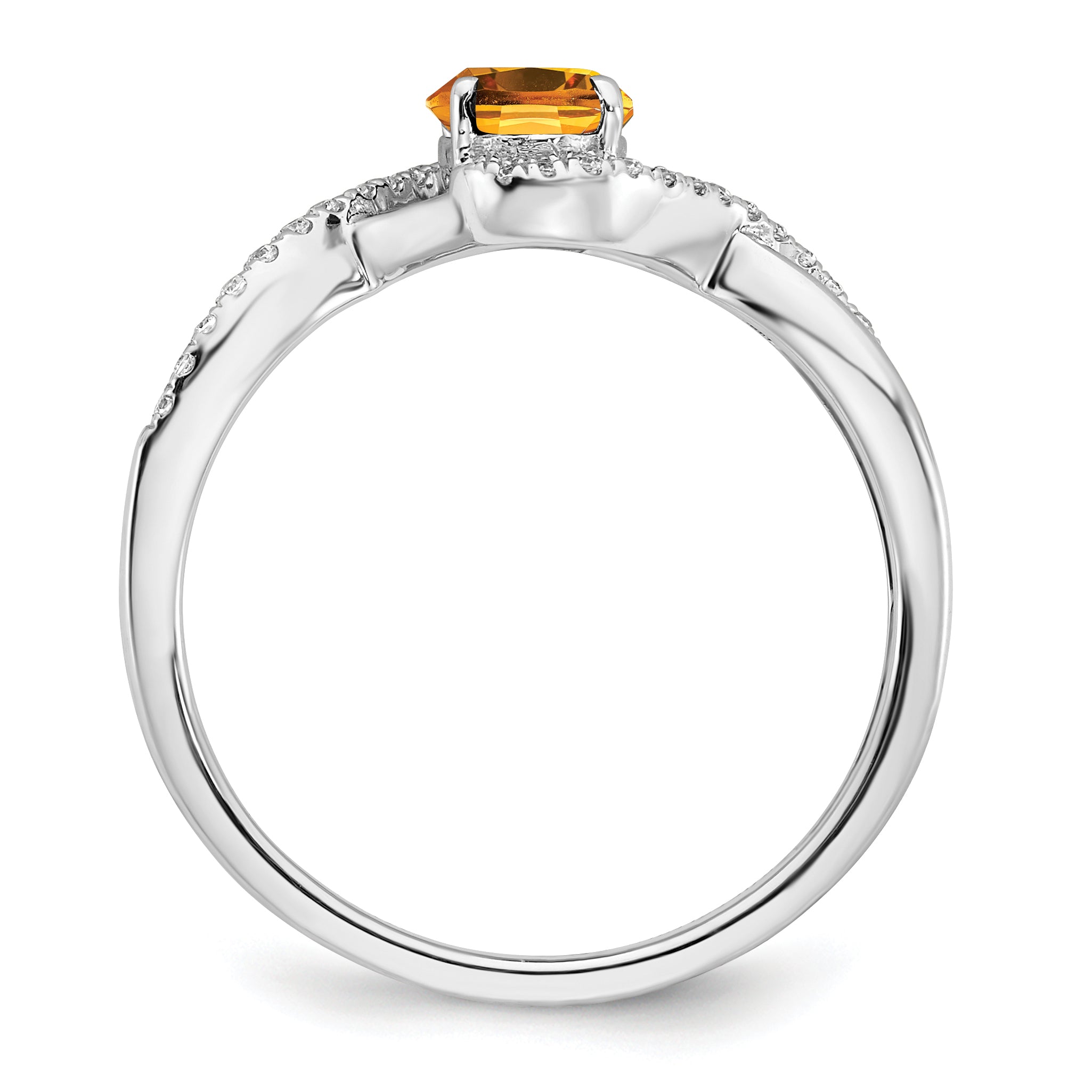 14k White Gold Oval Citrine and Diamond Twist Ring Secondary image