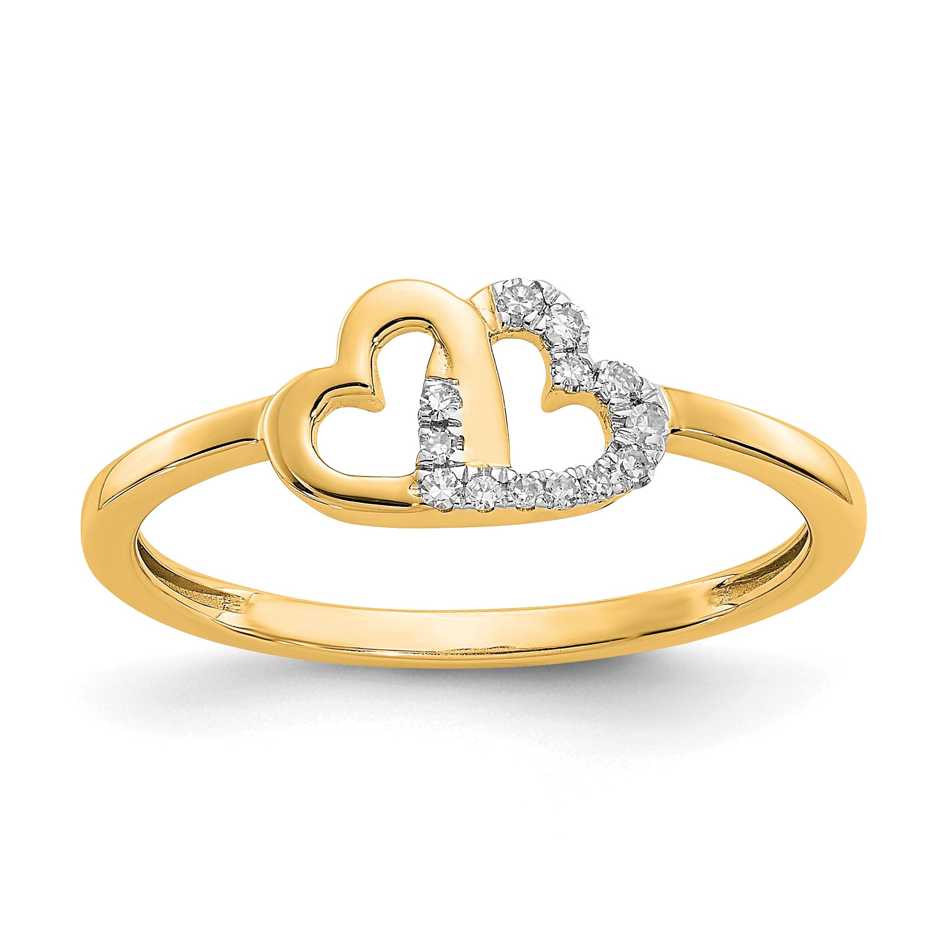 14k Diamond Double Heart Ring Main image