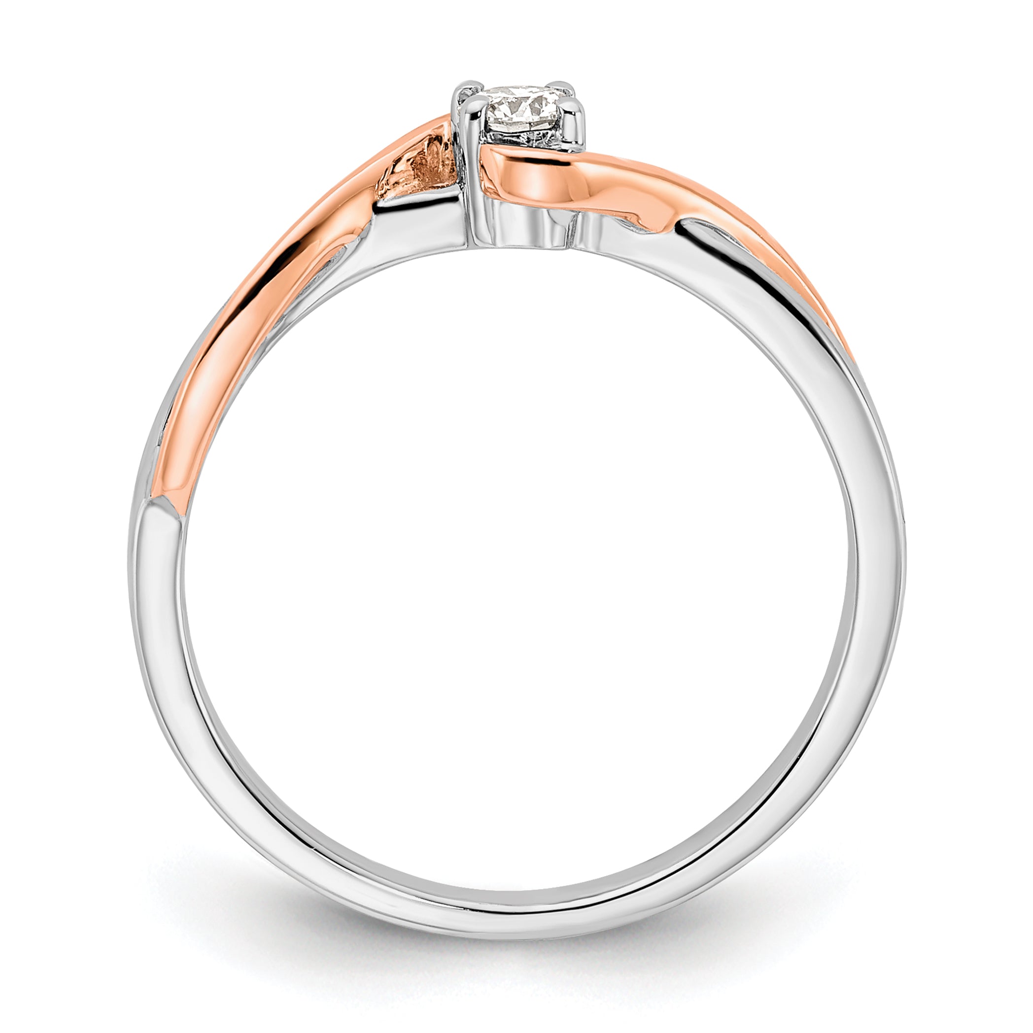 First Promise 14k Two-tone Rose and White Gold 1/8 carat Lab Grown Diamond VS/SI+ G+ Complete Petite Engagement Ring Secondary image