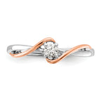 First Promise 14k Two-tone Rose and White Gold 1/8 carat Lab Grown Diamond VS/SI+ G+ Complete Petite Engagement Ring