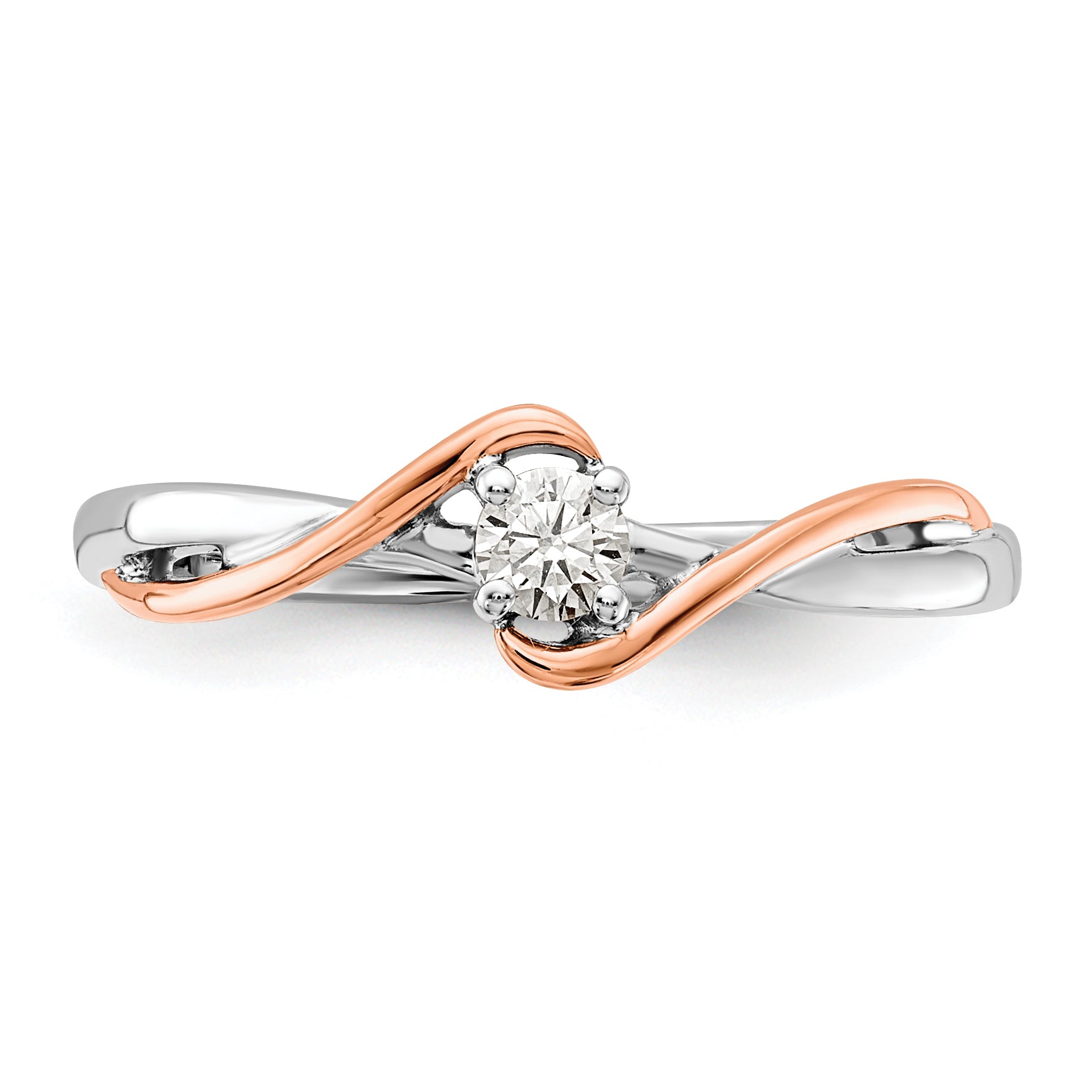 First Promise 14k Two-tone Rose and White Gold 1/8 carat Lab Grown Diamond VS/SI+ G+ Complete Petite Engagement Ring