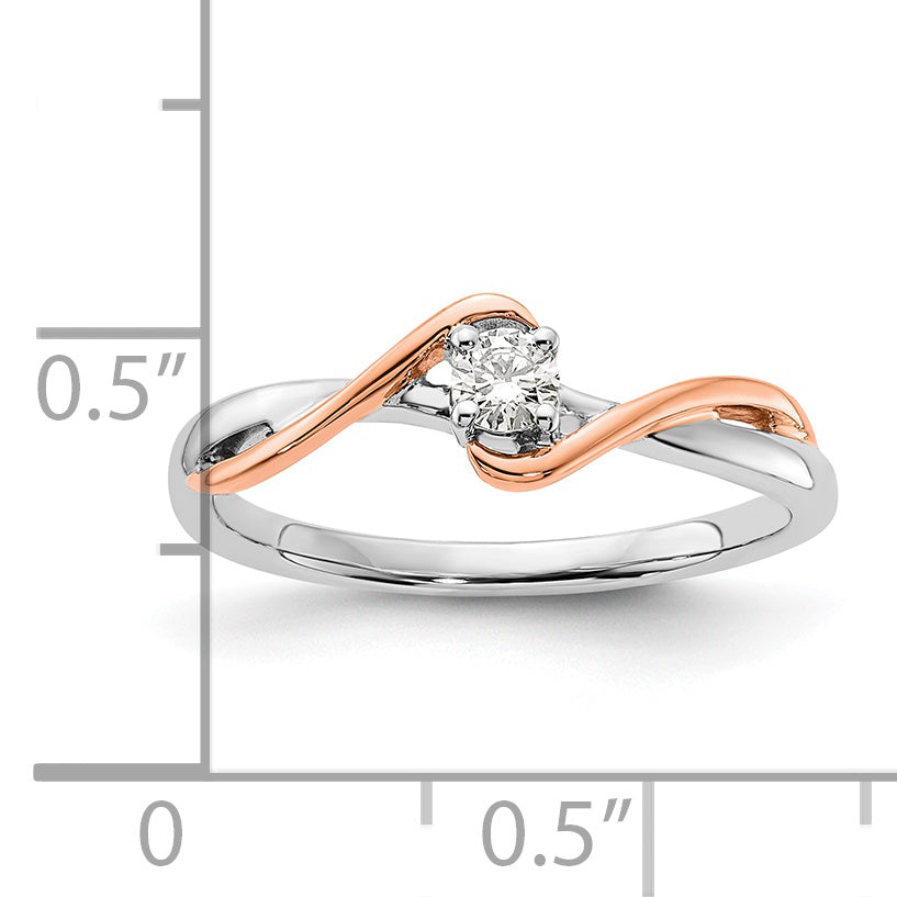 First Promise 14k Two-tone Rose and White Gold 1/8 carat Lab Grown Diamond VS/SI+ G+ Complete Petite Engagement Ring