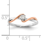 First Promise 14k Two-tone Rose and White Gold 1/8 carat Lab Grown Diamond VS/SI+ G+ Complete Petite Engagement Ring