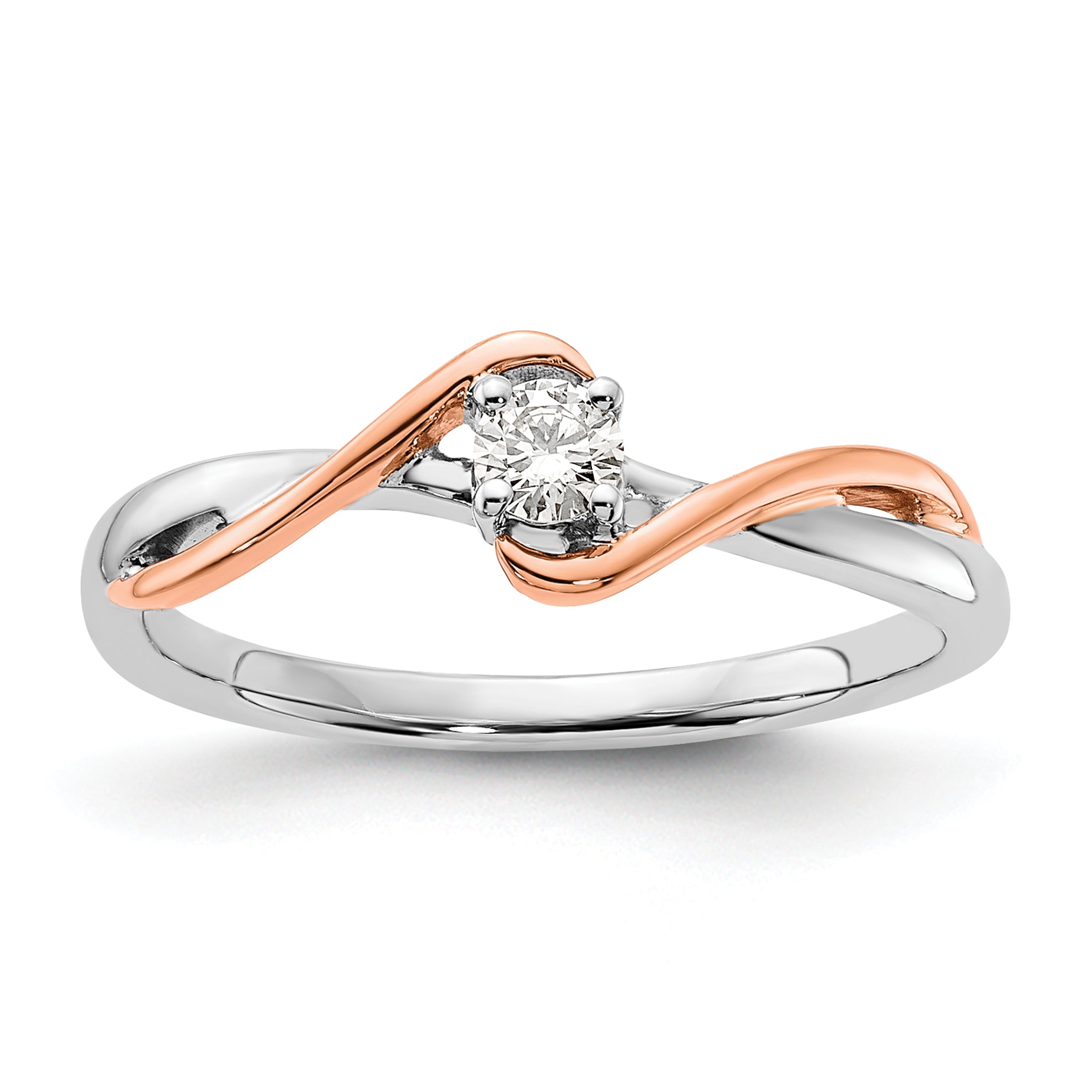 First Promise 14k Two-tone Rose and White Gold 1/8 carat Lab Grown Diamond VS/SI+ G+ Complete Petite Engagement Ring Main image