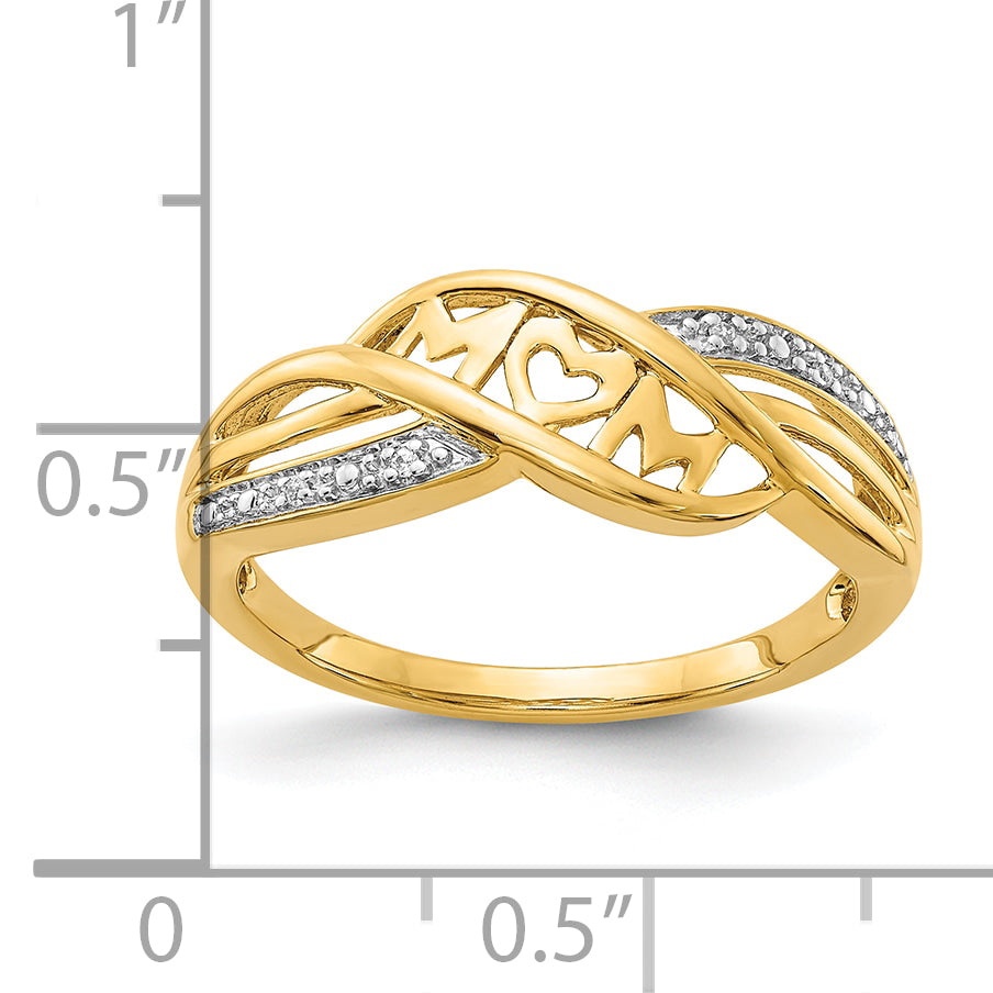 10K w/Rhodium Diamond MOM Ring