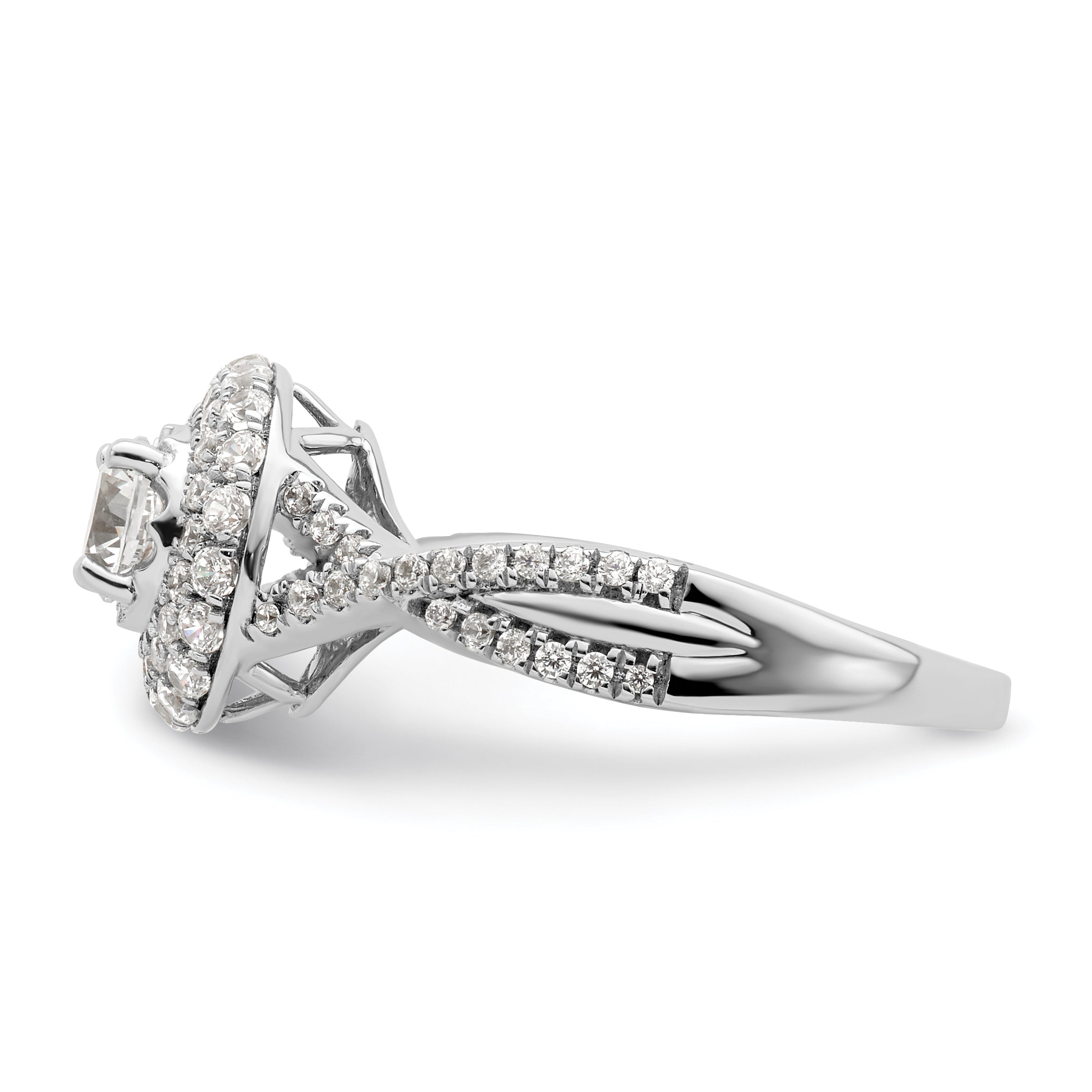 10K White Gold Eternal Promise Lab Grown VS/SI+ G+ Dia Halo Complete Ring