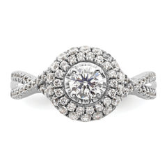 10K White Gold Eternal Promise Lab Grown VS/SI+ G+ Dia Halo Complete Ring