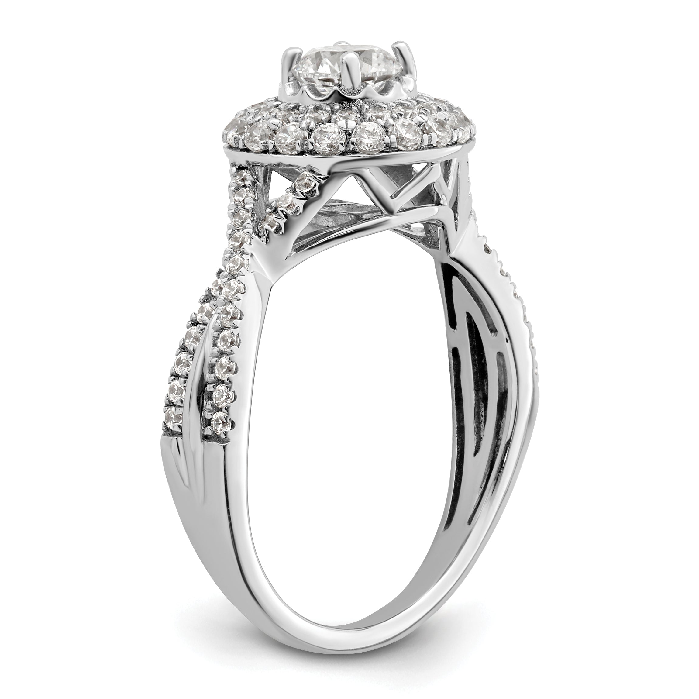 10K White Gold Eternal Promise Lab Grown VS/SI+ G+ Dia Halo Complete Ring