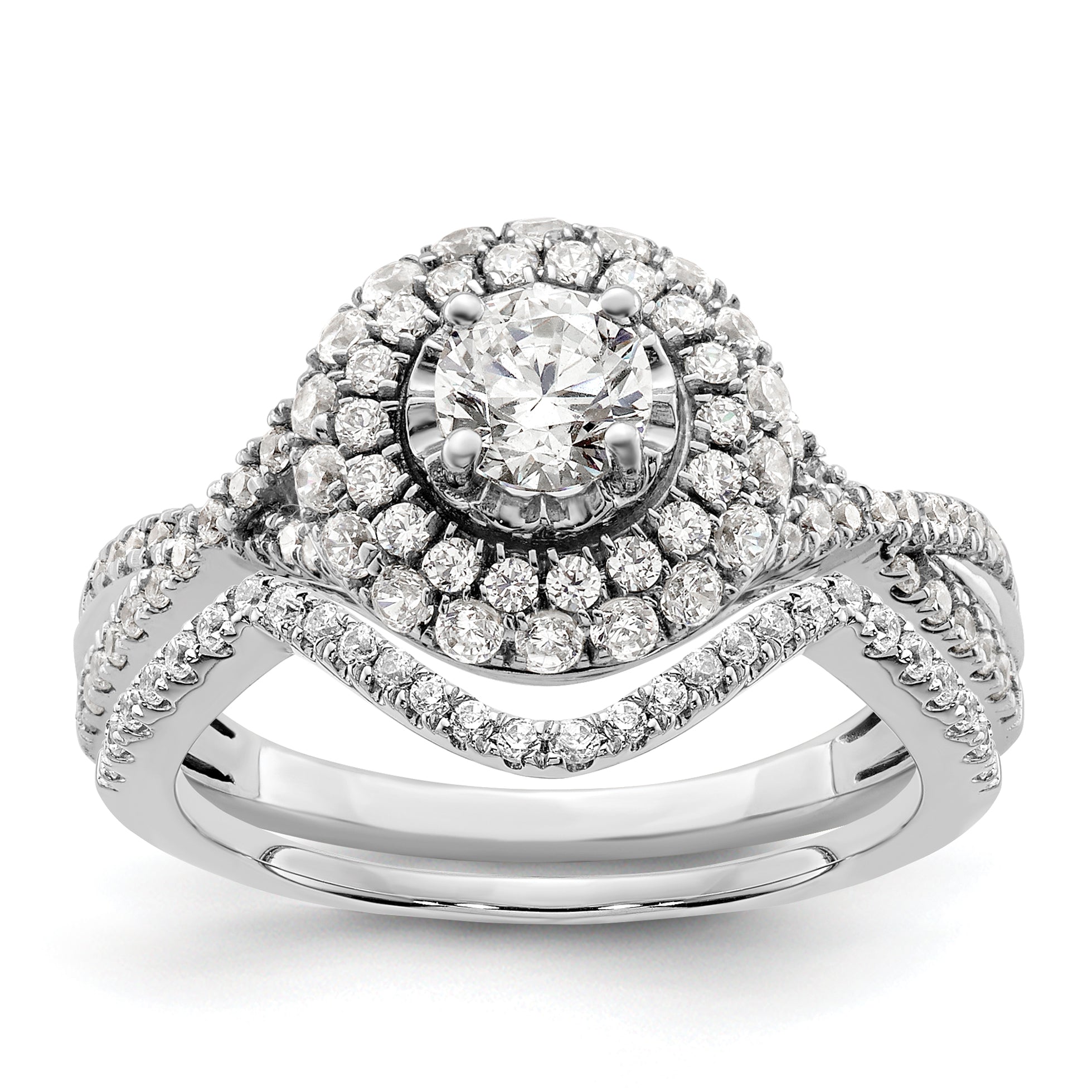 10K White Gold Eternal Promise Lab Grown VS/SI+ G+ Dia Halo Complete Ring
