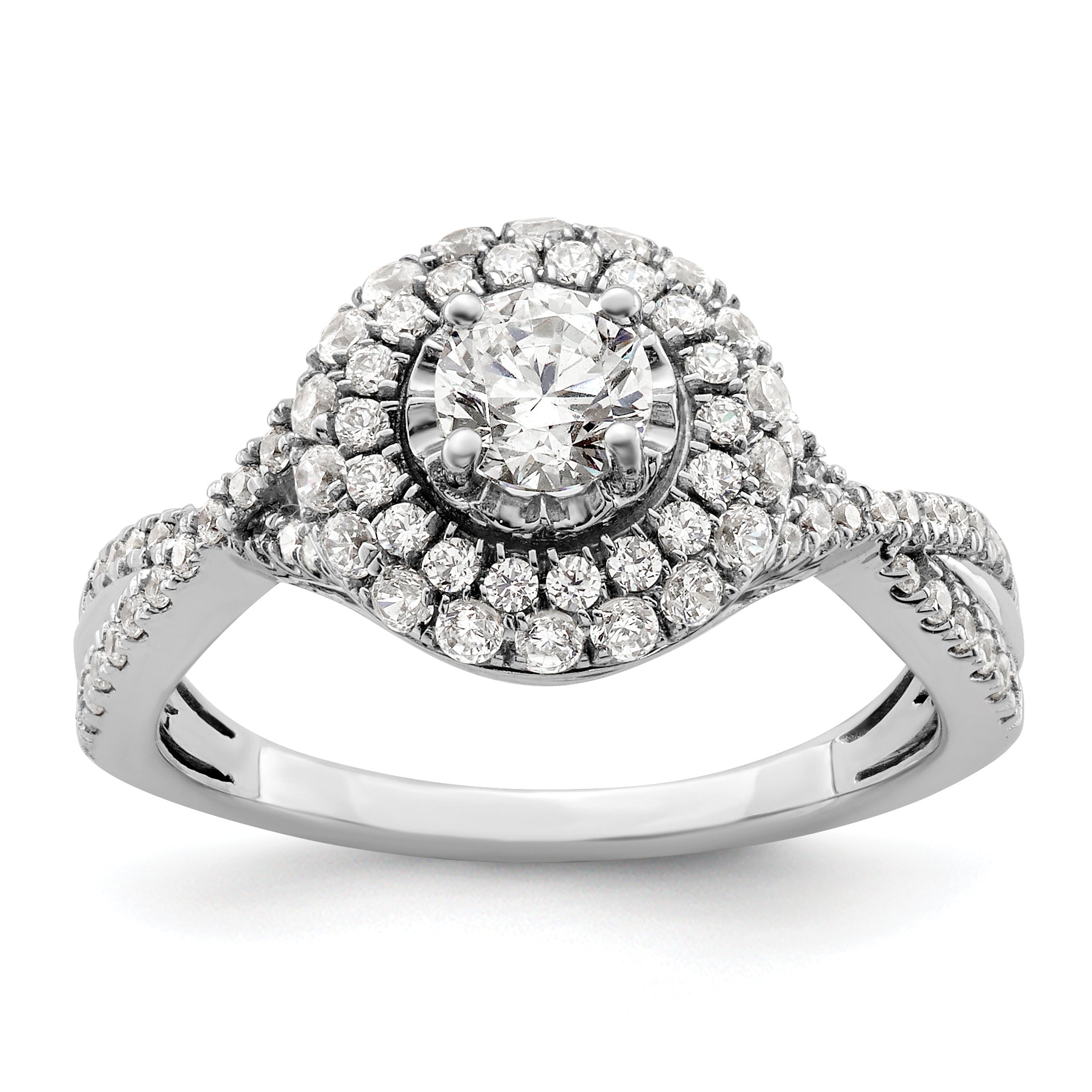 10K White Gold Eternal Promise Lab Grown VS/SI+ G+ Dia Halo Complete Ring