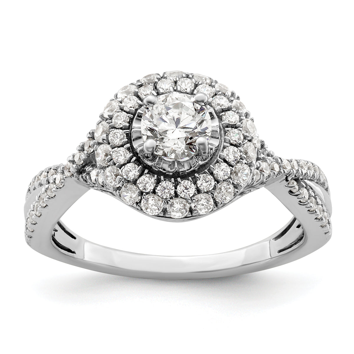 10K White Gold Eternal Promise Lab Grown VS/SI+ G+ Dia Halo Complete Ring