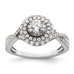 10K White Gold Eternal Promise Lab Grown VS/SI+ G+ Dia Halo Complete Ring