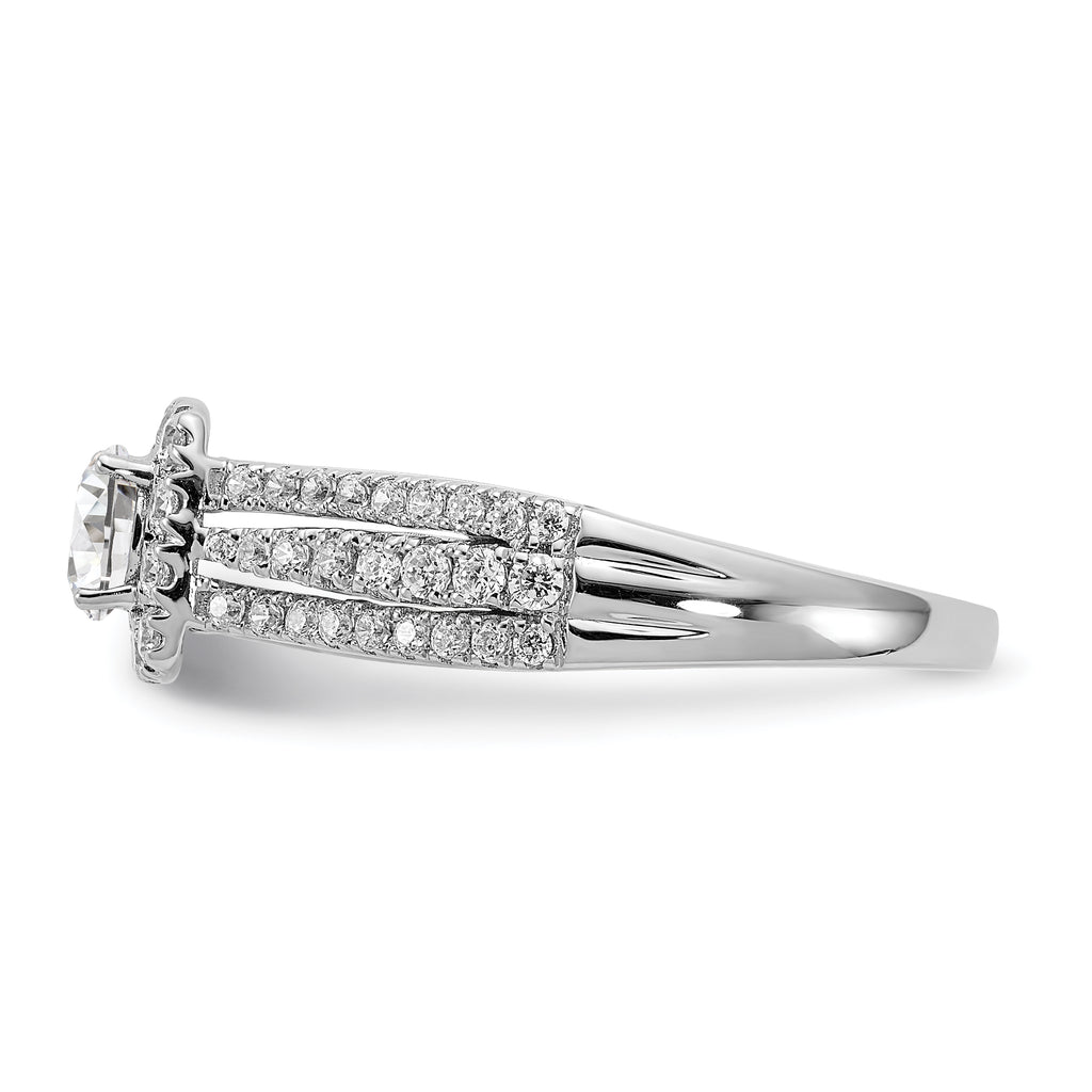 10k White Gold 1 carat Lab Grown Diamond VS/SI+ G+ Round Complete Halo Engagement Ring