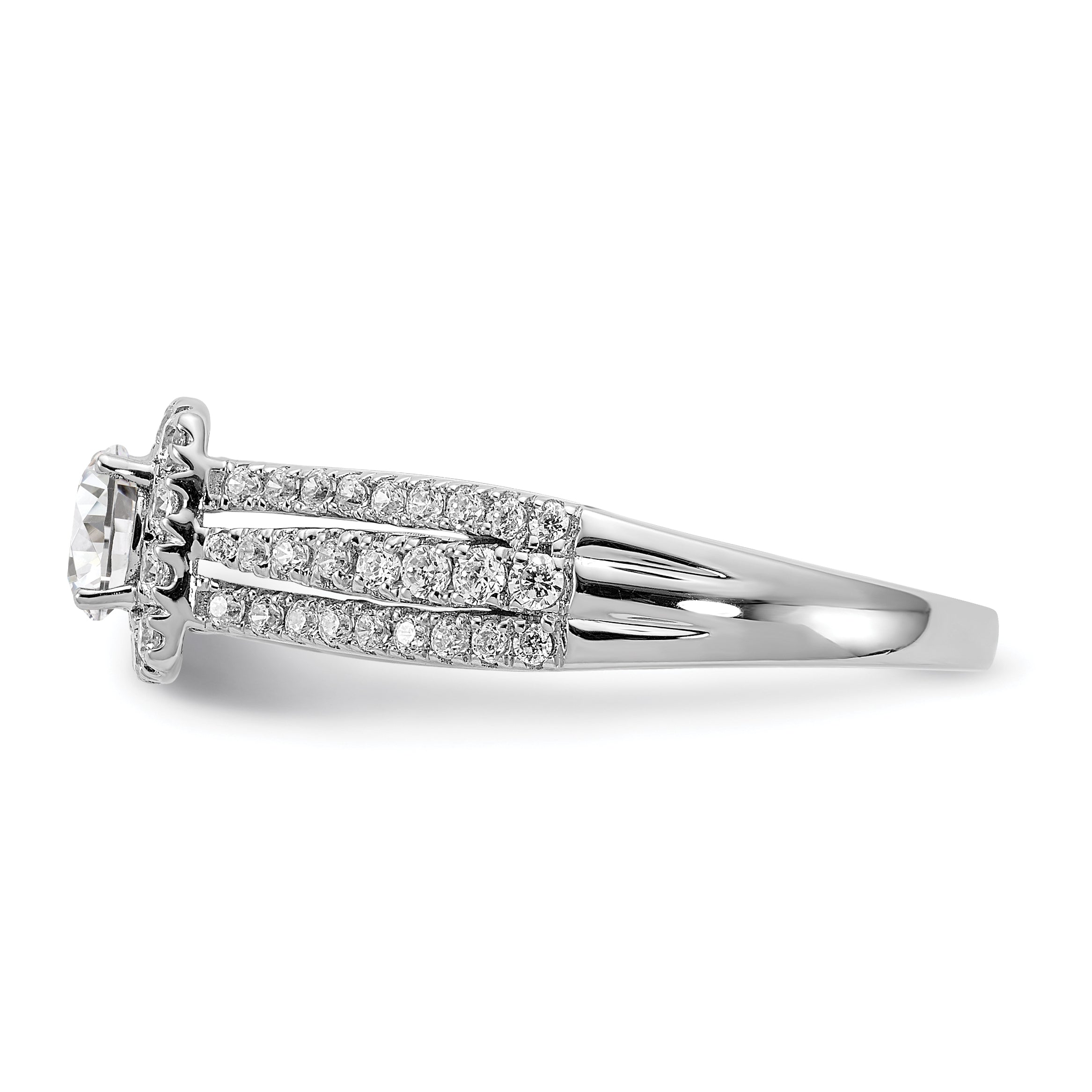 10k White Gold 1 carat Lab Grown Diamond VS/SI+ G+ Round Complete Halo Engagement Ring