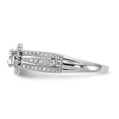 10k White Gold 1 carat Lab Grown Diamond VS/SI+ G+ Round Complete Halo Engagement Ring