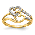 10K Diamond Hearts Ring