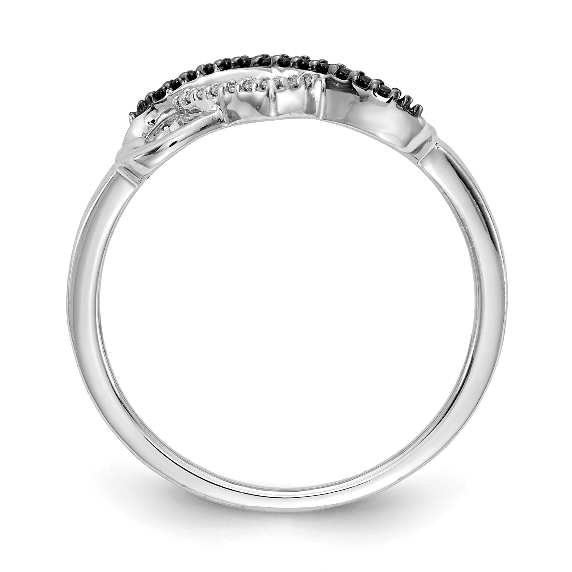 10K White Gold Black and White Diamond Infinity and Heart Ring Secondary image