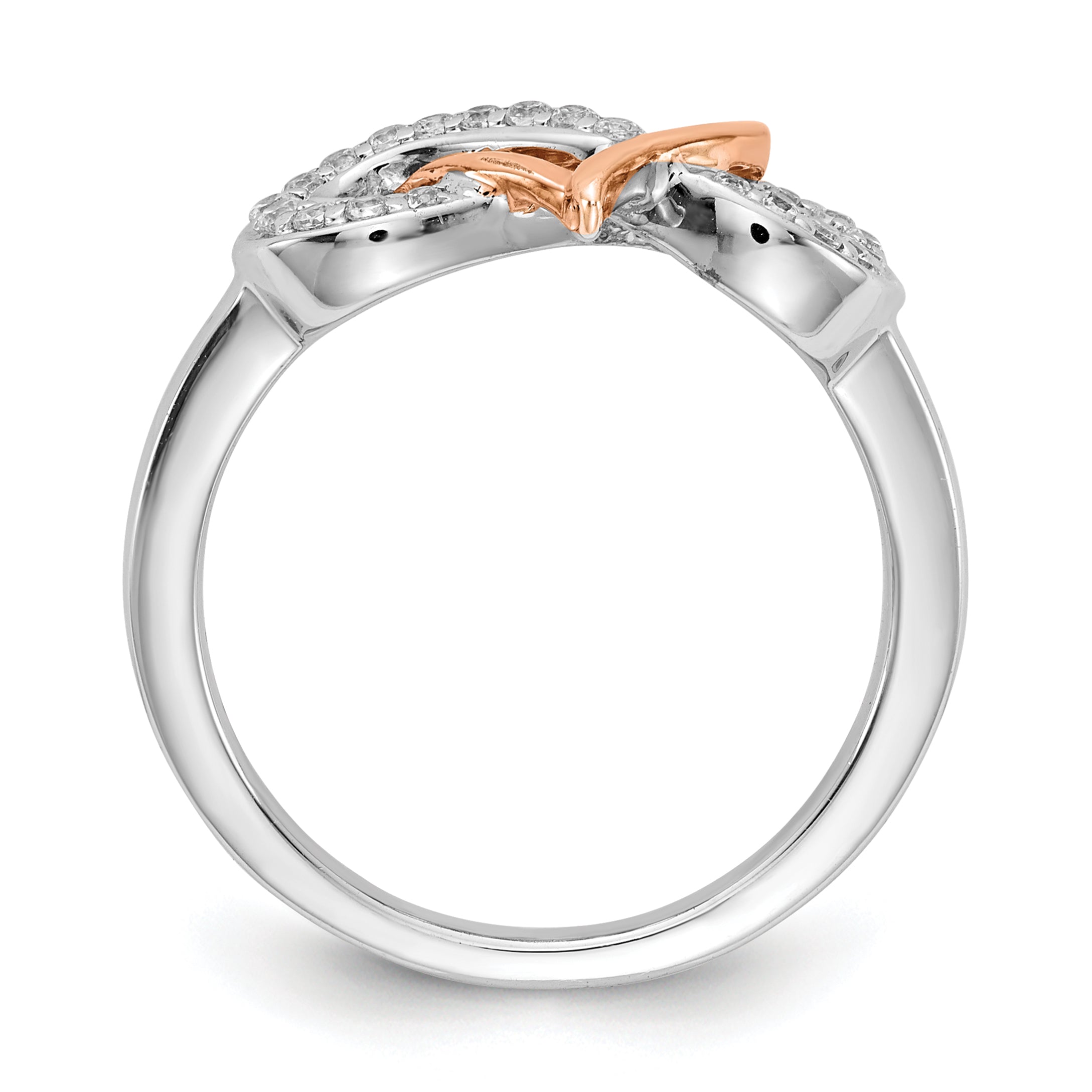 14k Two Tone Diamond Heart Infinity Symbol Ring Secondary image