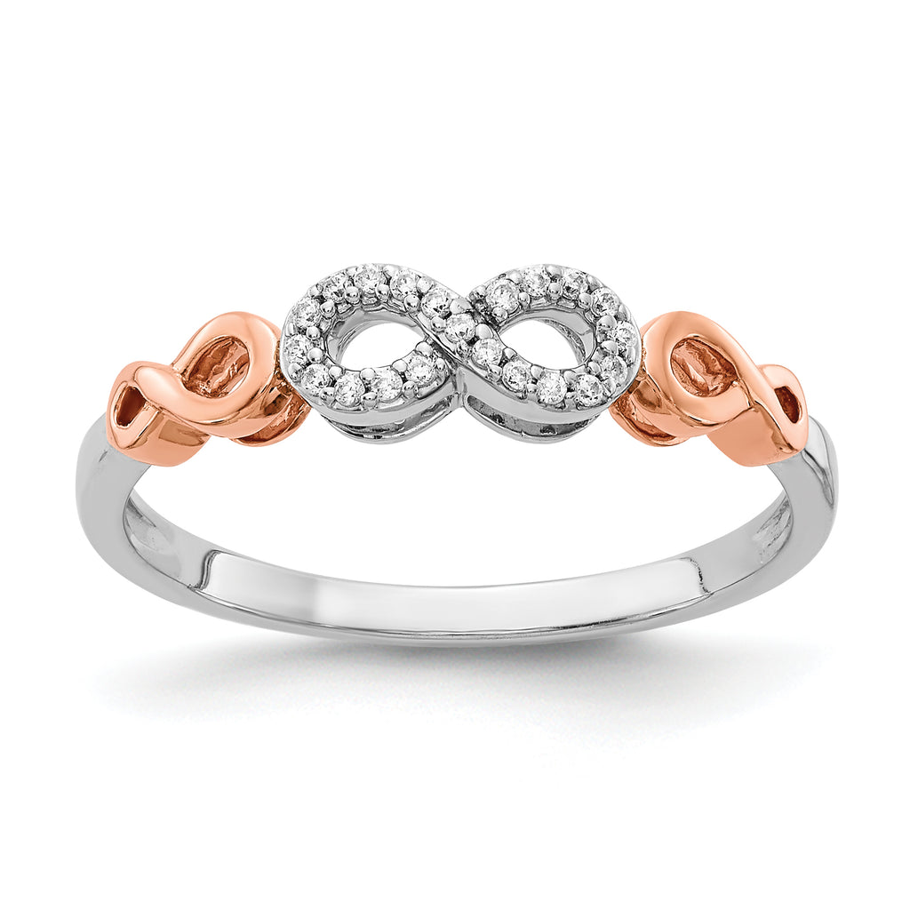 10K Rose Gold w/White Rhodium Diamond Infinity Ring