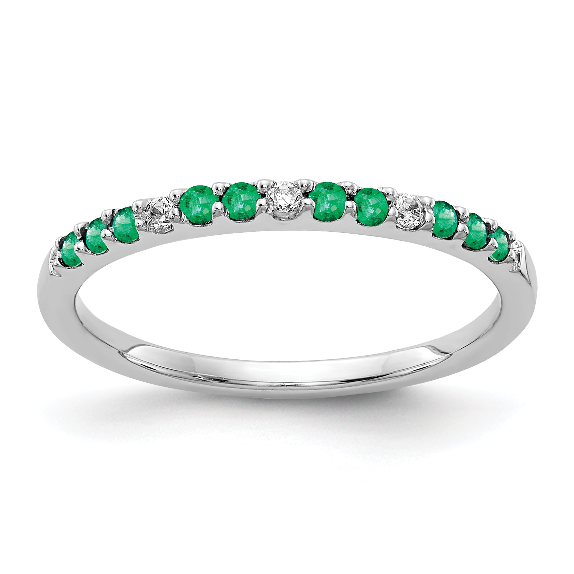 10k White Gold Diamond and Emerald Band Main image