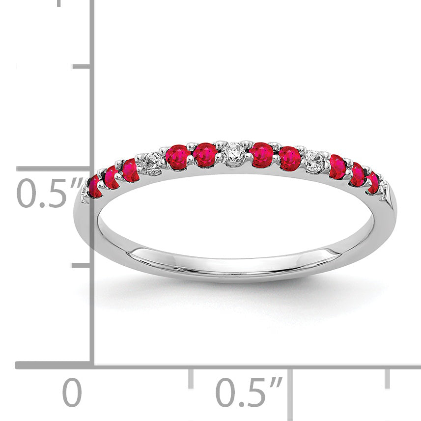 10k White Gold Diamond and Ruby Band Secondary image