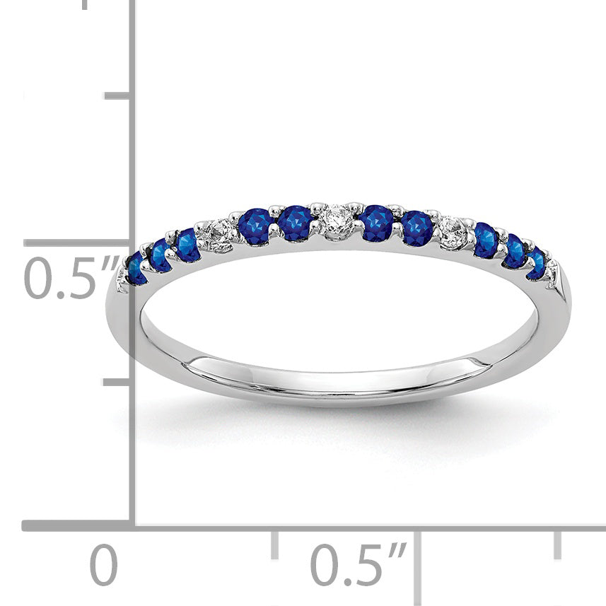 10k White Gold Diamond and Sapphire Band Secondary image