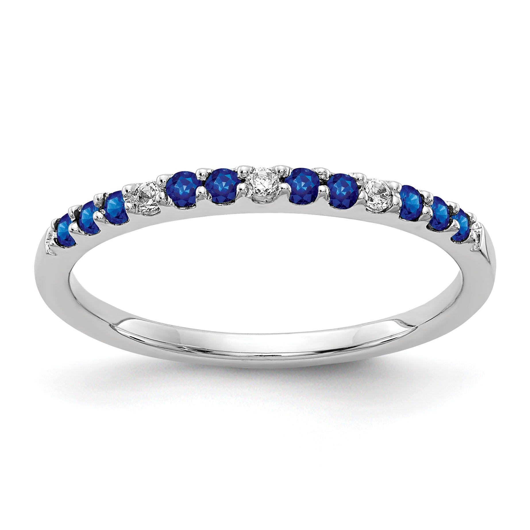 10k White Gold Diamond and Sapphire Band Main image
