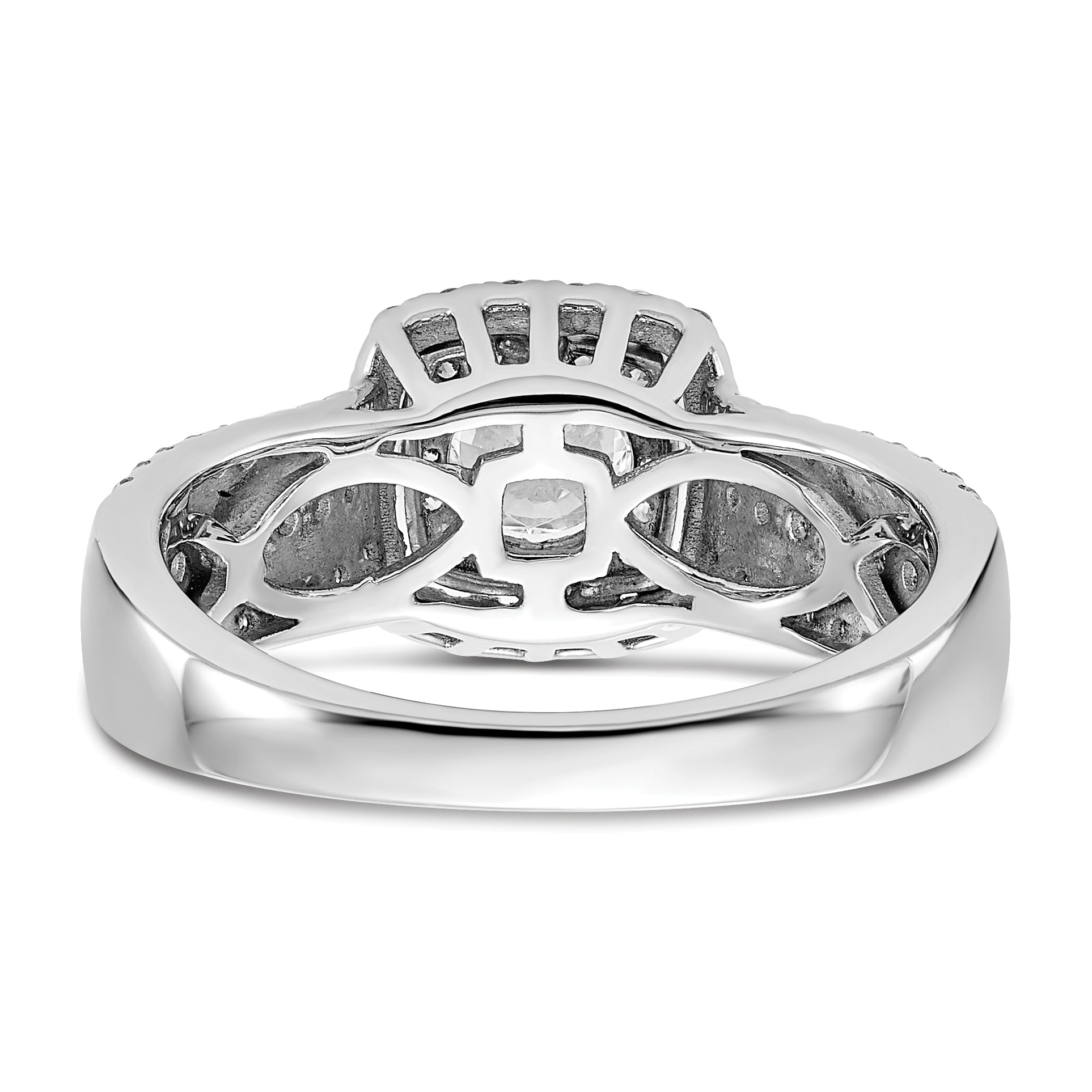 10k Two-Tone Rose and White Gold 7/8 carat Lab Grown Diamond VS/SI+ G+ Round Complete Fancy Halo Engagement Ring