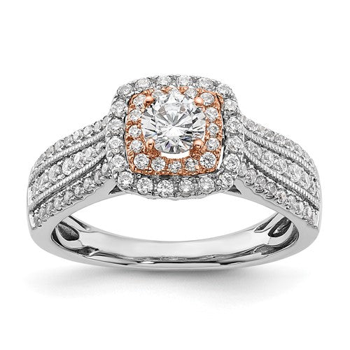 Lab-Grown Diamond Halo Engagement Ring in 14K Two-Tone Gold (7/8 ct. tw.), Size 7 - Sophia Jewelers Main image