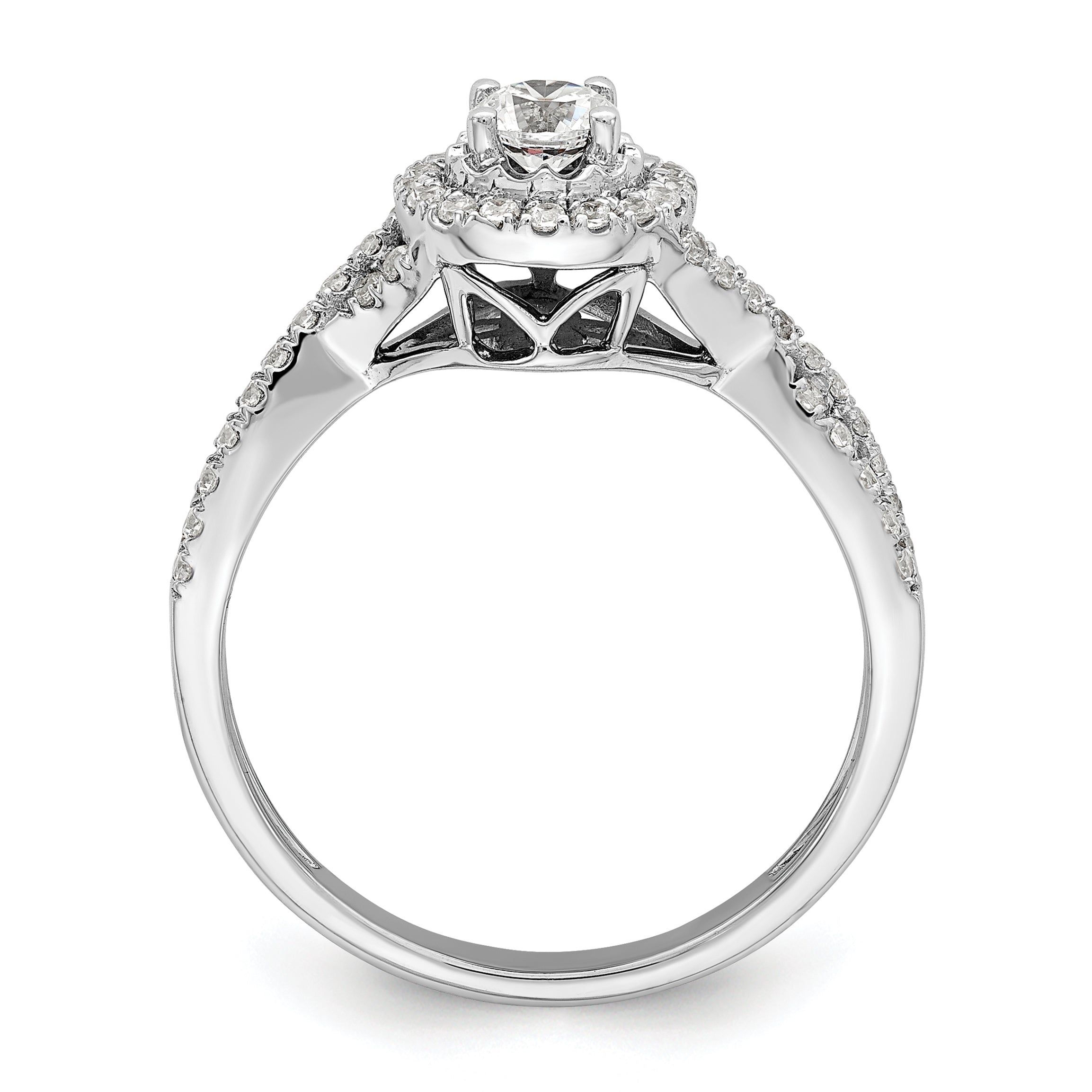 10K White Gold Eternal Promise Lab Grown VS/SI+ G+ Dia Halo Complete Ring