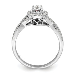 10K White Gold Eternal Promise Lab Grown VS/SI+ G+ Dia Halo Complete Ring