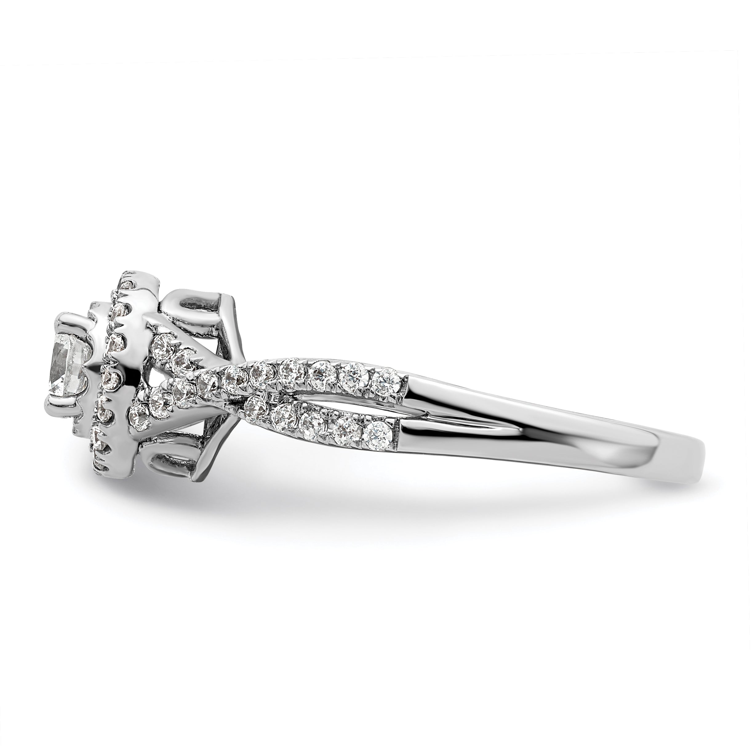 10K White Gold Eternal Promise Lab Grown VS/SI+ G+ Dia Halo Complete Ring