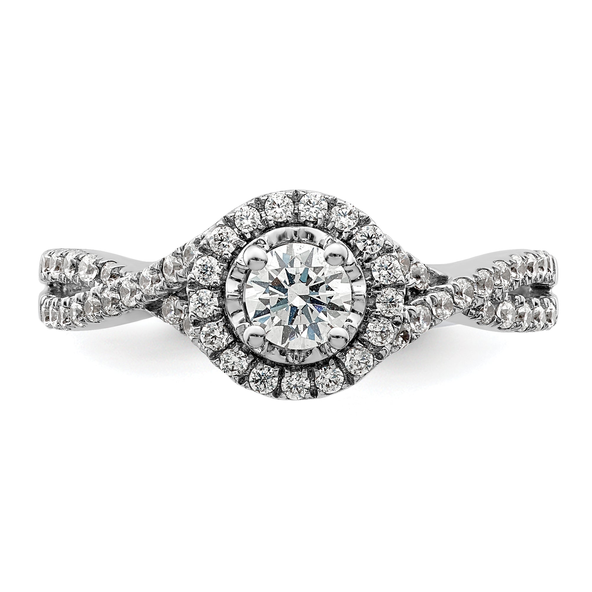 10K White Gold Eternal Promise Lab Grown VS/SI+ G+ Dia Halo Complete Ring