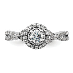 10K White Gold Eternal Promise Lab Grown VS/SI+ G+ Dia Halo Complete Ring