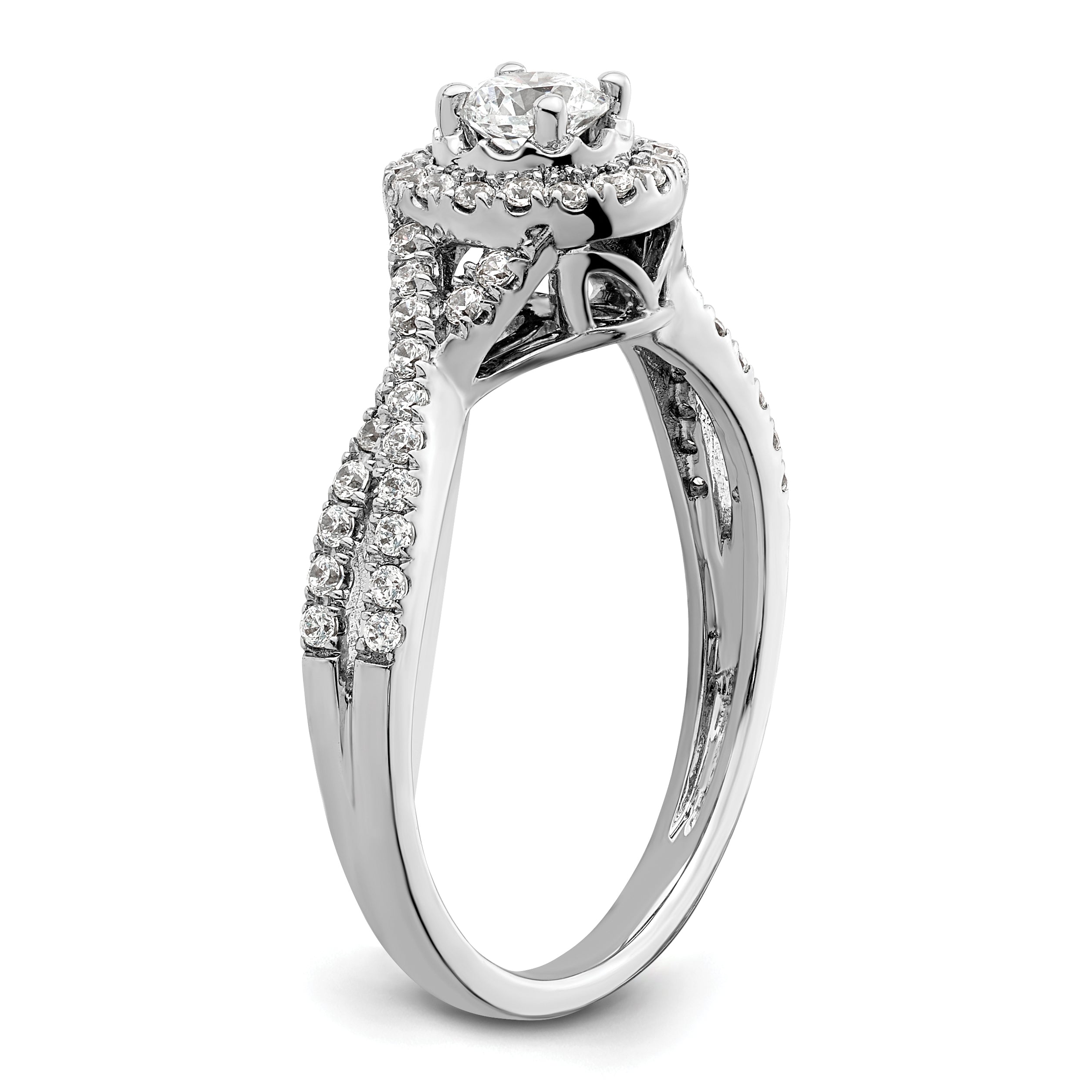 10K White Gold Eternal Promise Lab Grown VS/SI+ G+ Dia Halo Complete Ring