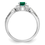 14k White Gold 1/3 carat Lab Grown Diamond VS/SI+ G+ and Oval Lab Created Emerald Ring