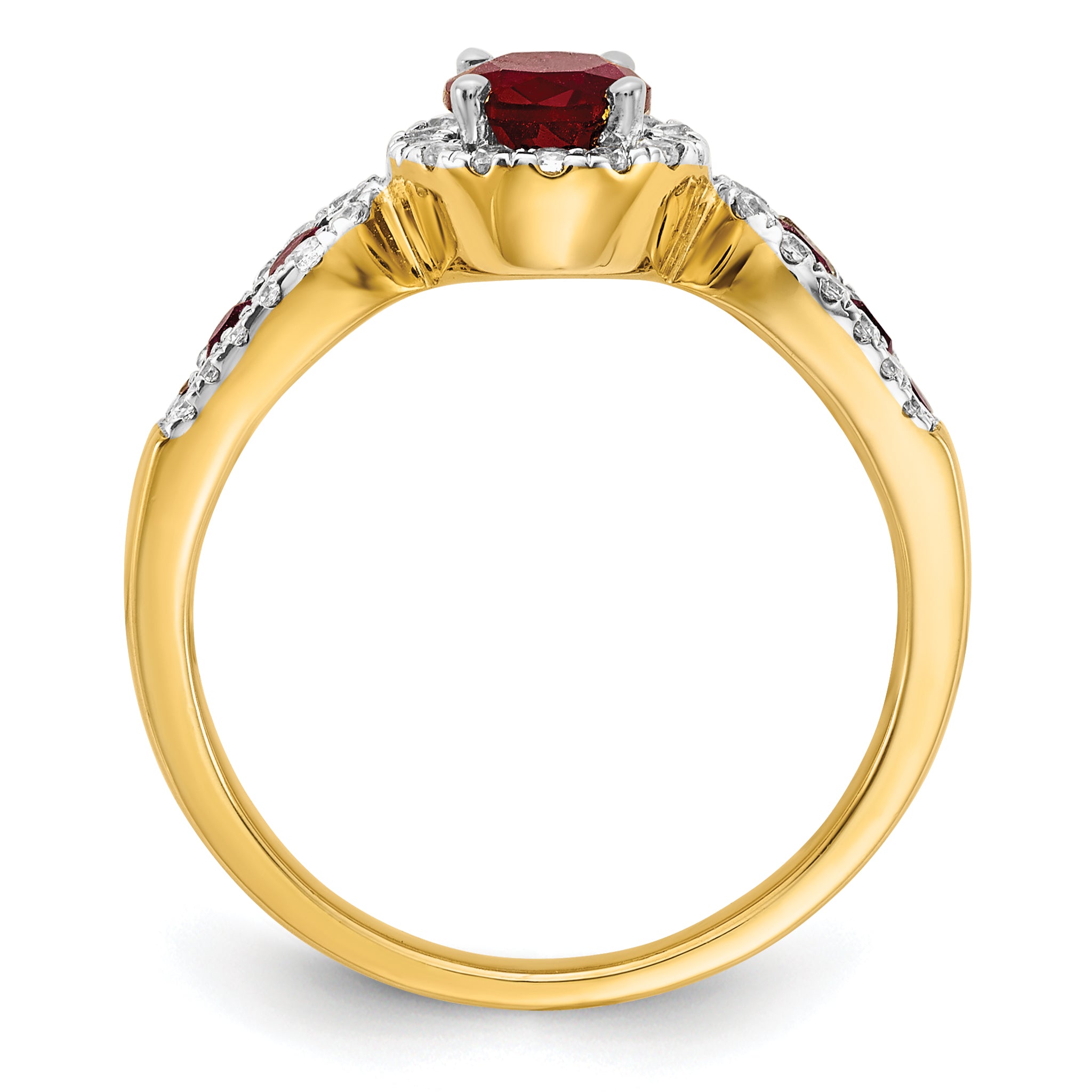 14k 1/3 carat Lab Grown Diamond VS/SI+ G+ and Oval Lab Created Ruby Ring Secondary image