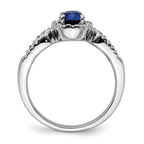 14k White Gold 1/3 carat Lab Grown Diamond VS/SI+ G+ and Oval Lab Created Blue Sapphire Ring