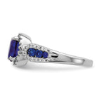 14k White Gold 1/3 carat Lab Grown Diamond VS/SI+ G+ and Oval Lab Created Blue Sapphire Ring