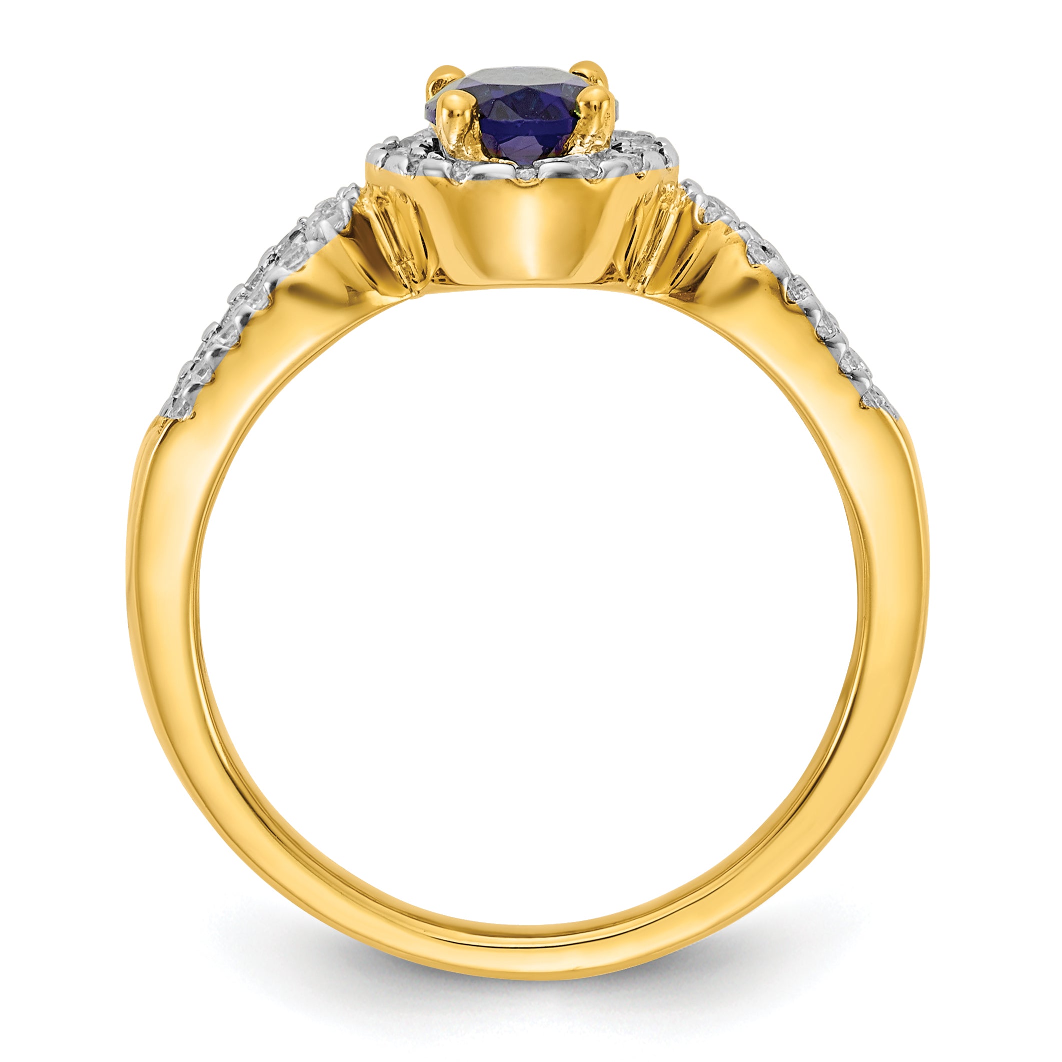 14k 1/3 carat Lab Grown Diamond VS/SI+ G+ and Oval Lab Created Blue Sapphire Ring Secondary image