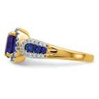 14k 1/3 carat Lab Grown Diamond VS/SI+ G+ and Oval Lab Created Blue Sapphire Ring