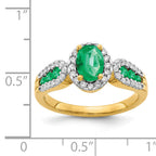 14k Diamond and Oval Emerald Ring