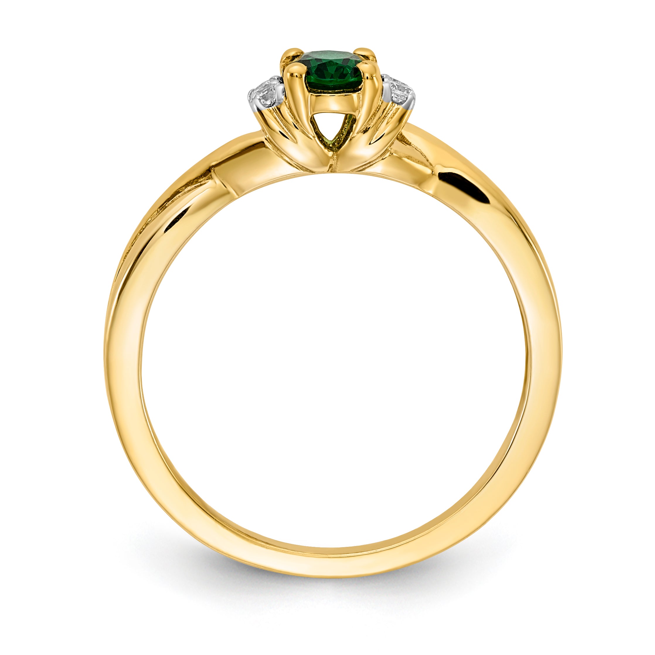 10K Diamond and Oval Emerald Ring Secondary image