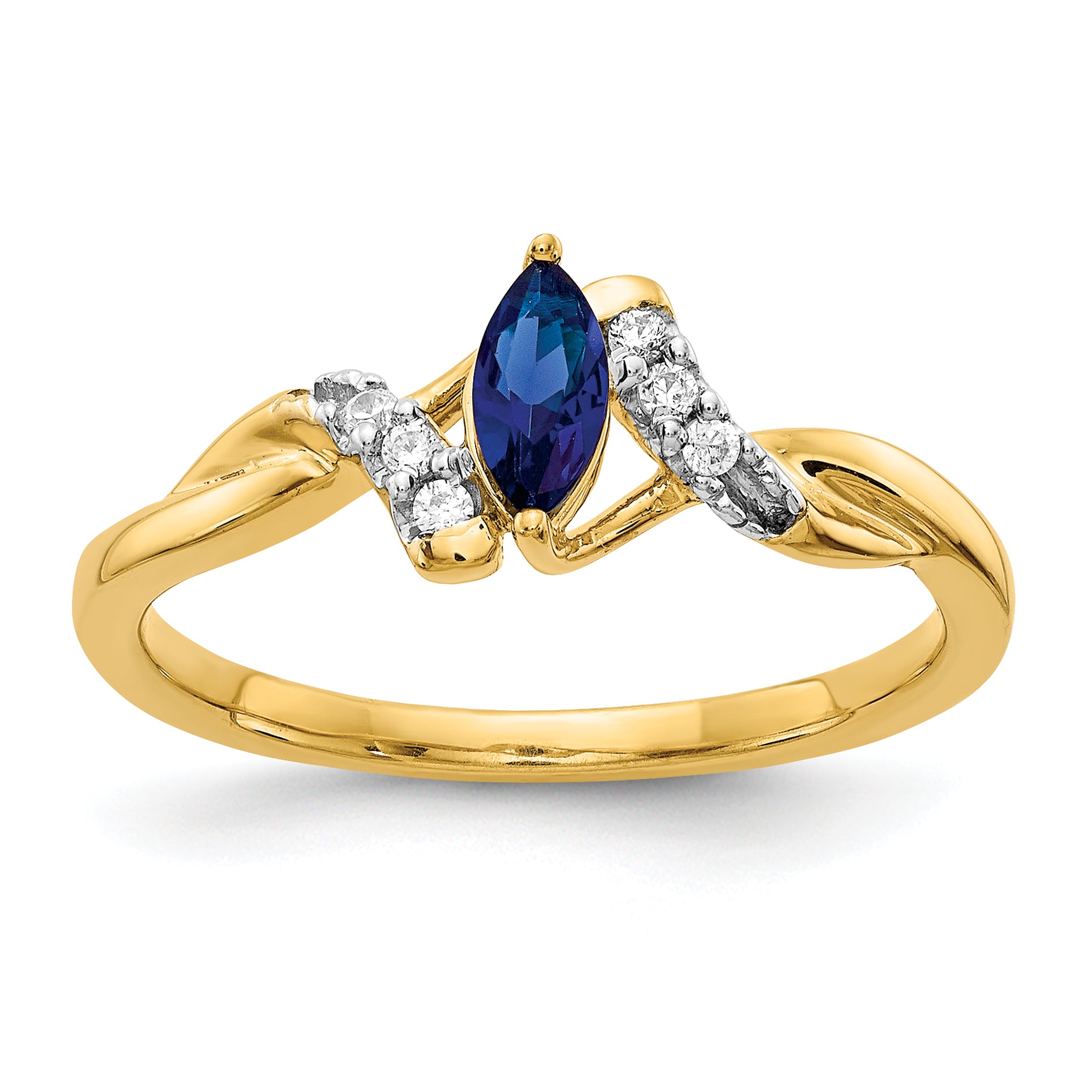 10k Diamond and Marquise Sapphire Ring Main image